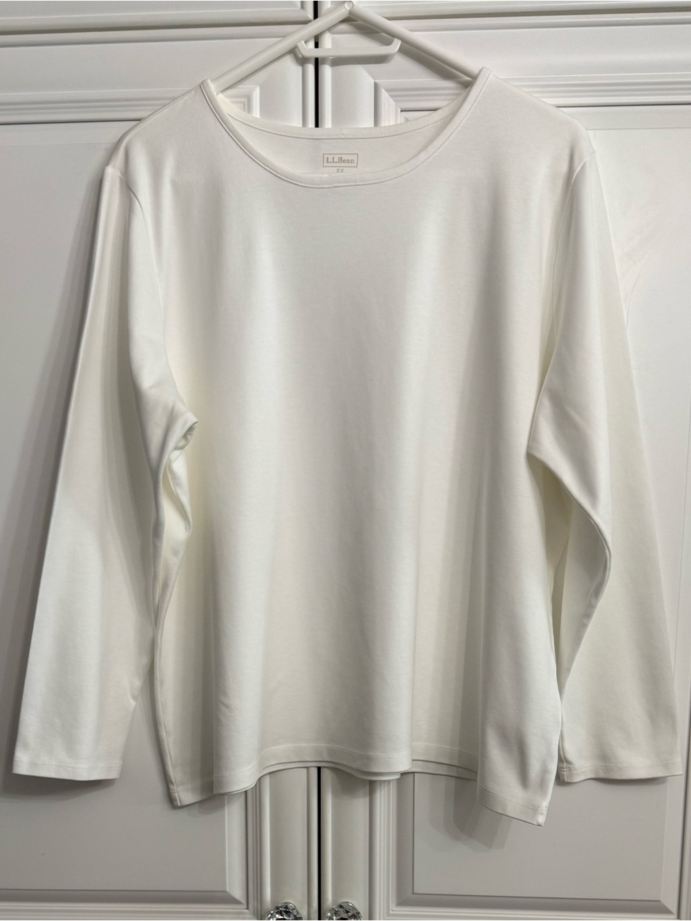L.L. Bean Women's White Long Sleeve Crewneck T-Shirt Plus Size 2X Lagenlook